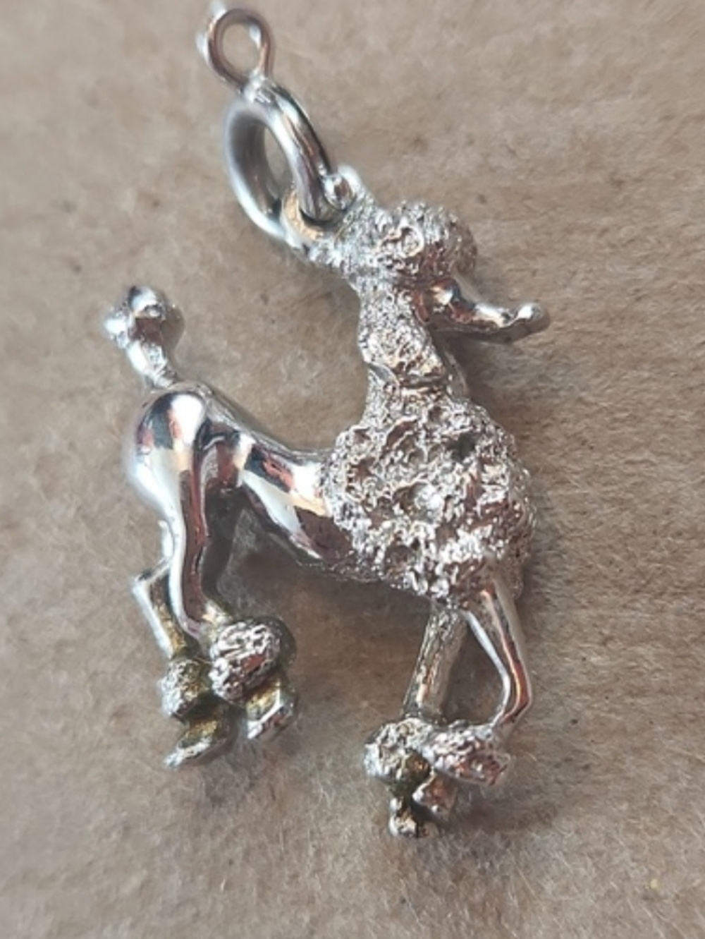 VINTAGE SILVER ENAMEL POODLE DOG CHARM